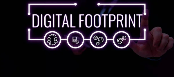 Вдохновляющий Знак Digital Footprint Word Использует Цифровые Технологии Управления Производственным — стоковое фото