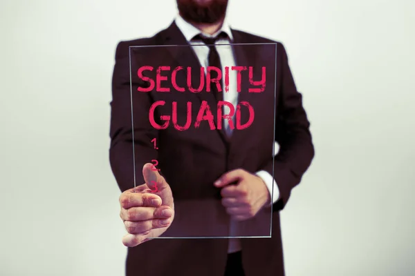 Legenda Conceitual Guarda Segurança Conceito Que Significa Ferramentas Usadas Para — Fotografia de Stock