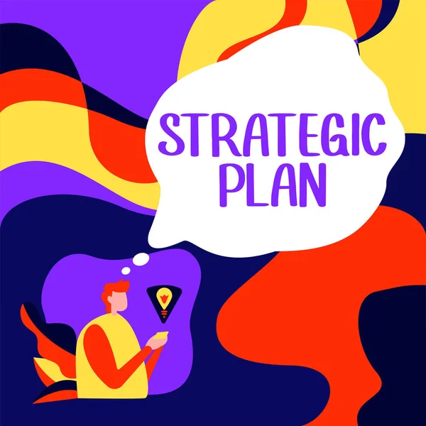 Teken Het Weergeven Van Strategisch Plan Concept Betekenis Een Proces — Stockfoto