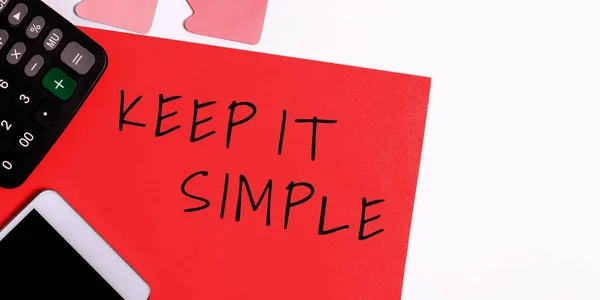 Texte Inspirant Keep Simple Photo Conceptuelle Facile Jeter Terminologie Générique — Photo