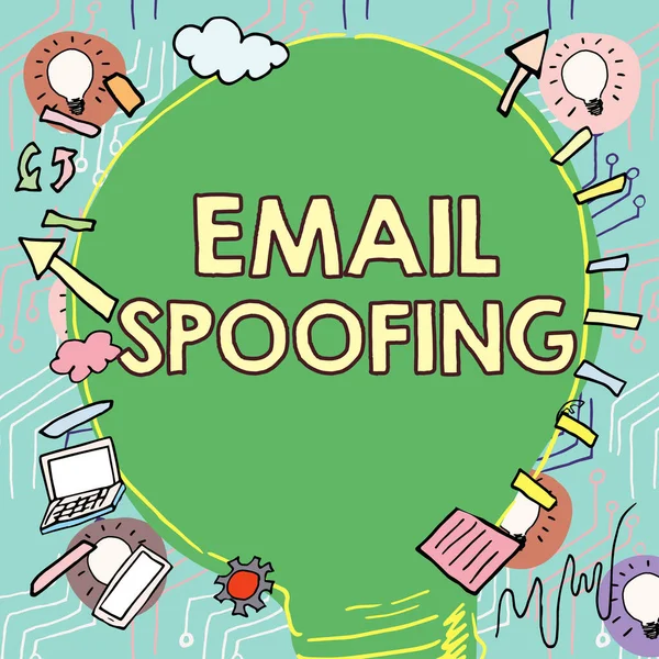 Концептуальний Дисплей Email Spoofing Вітрина Бізнесу Забезпечує Доступ Вміст Облікового — стокове фото