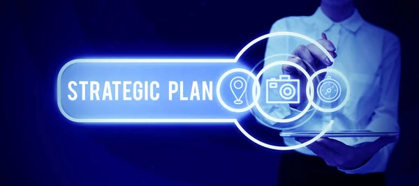 Handskrift Tecken Strategisk Plan Word Skrivet Process För Att Definiera — Stockfoto