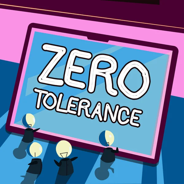 Handschrifttekst Zero Tolerance Business Concept Weigering Asociaal Gedrag Ongepast Gedrag — Stockfoto