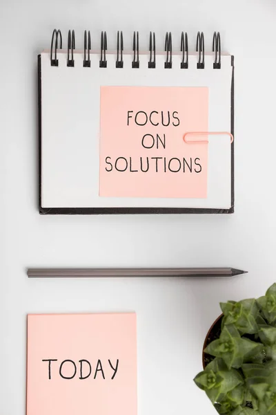 stock image Writing displaying text Focus On Solutions, Internet Concept powerful practical way to achieve positive change