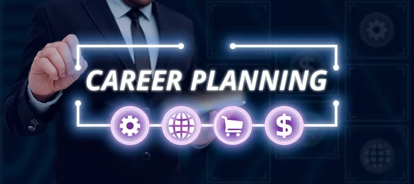 Sign Displaying Career Planning Business Showcase Μια Λίστα Τους Στόχους — Φωτογραφία Αρχείου