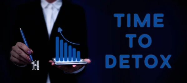 Text Bildtext Som Presenterar Time Detox Begreppet Mening Moment Diet — Stockfoto