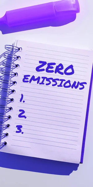 Text Zeigt Inspiration Zero Emissions Business Ansatz Emittiert Keine Abfallprodukte — Stockfoto
