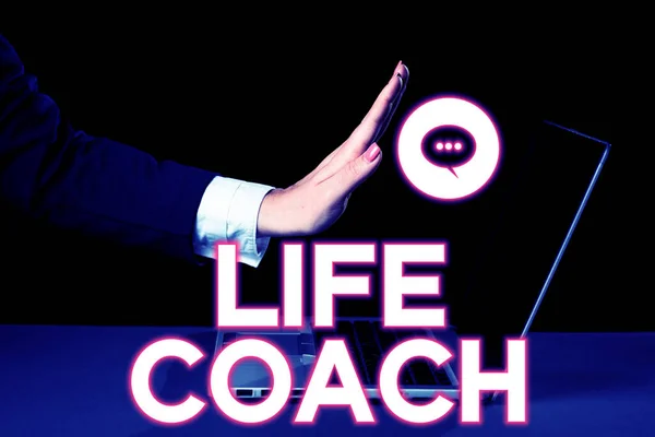 Legenda Conceitual Life Coach Conceito Significado Uma Pessoa Que Aconselha — Fotografia de Stock