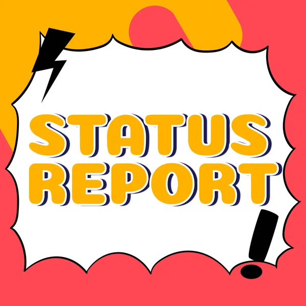 Schrijven Weergeven Van Tekst Status Rapport Woord Geschreven Update Samenvatting — Stockfoto