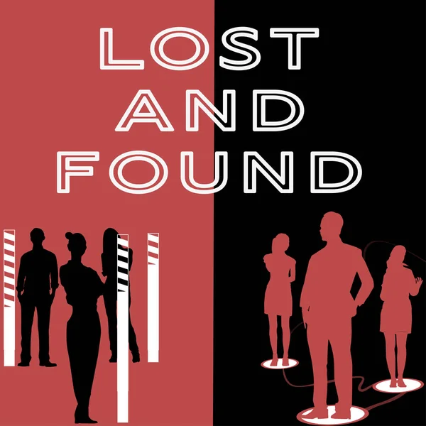 Text Sign Showing Lost Found Word Place You Can Find — стоковое фото