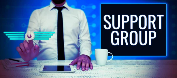 Inspiráció Jel Megjelenítése Support Group Üzleti Áttekintés Szolgáltatási Kötelezettségvállalásban Részt — Stock Fotó