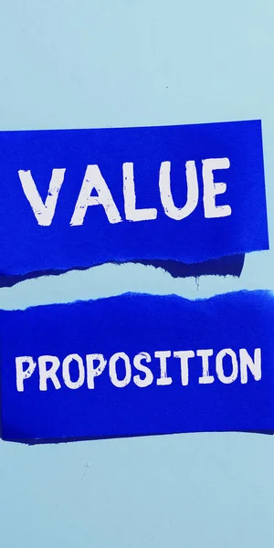 Sign Displaying Value Proposition Business Overview Service Make Company Product — Stock Photo, Image