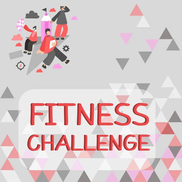 Κείμενο Σημάδι Που Δείχνει Fitness Challenge Business Κατάσταση Επισκόπηση Του — Φωτογραφία Αρχείου