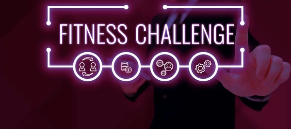 Εννοιολογική Επίδειξη Fitness Challenge Business Συνθήκη Έννοια Του Είναι Σωματικά — Φωτογραφία Αρχείου