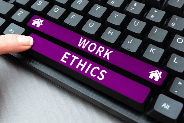Tekst Bijschrift Presentatie Work Ethics Business Overview Een Reeks Waarden — Stockfoto