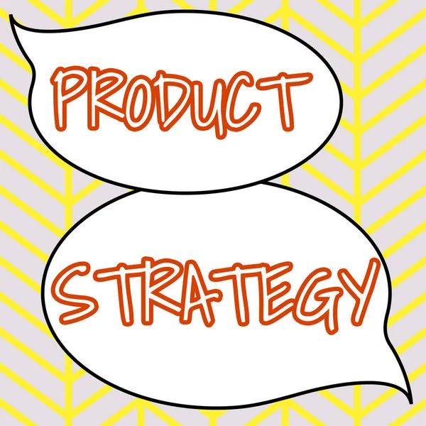 手書きテキスト製品戦略 ビジネスアイデア成功した製品生産の長期計画開発 — ストック写真