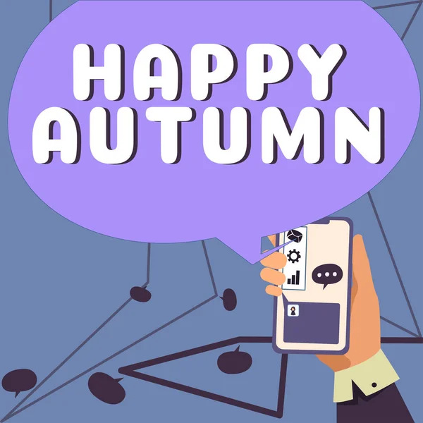 Escrevendo Exibindo Texto Happy Autumn Conceito Negócio Comemoração Milestone Especial — Fotografia de Stock