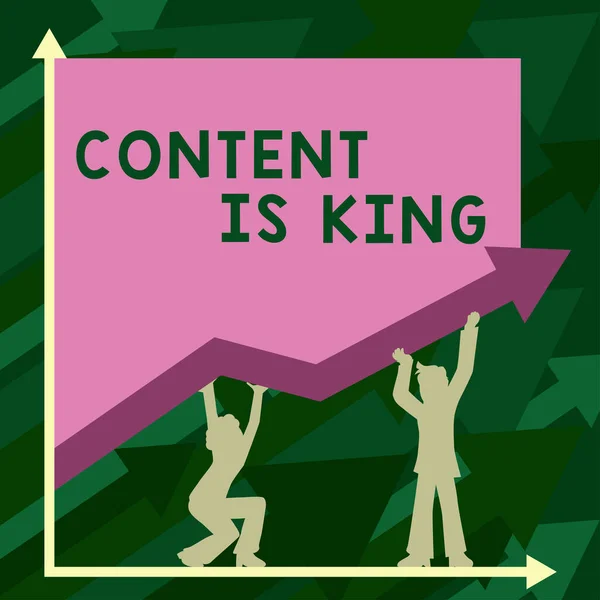 Tekst Bijschrift Presenteren Content King Woord Voor Inhoud Het Hart — Stockfoto