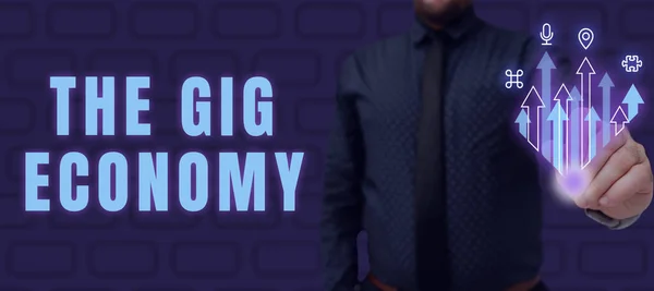 Kavramsal Başlık Gig Economy Concept Anlamı Kısa Vadeli Sözleşmeler Pazarı — Stok fotoğraf
