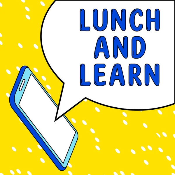 Schreiben Von Text Lunch Learn Konzeptfoto Essen Und Studieren Motivation — Stockfoto