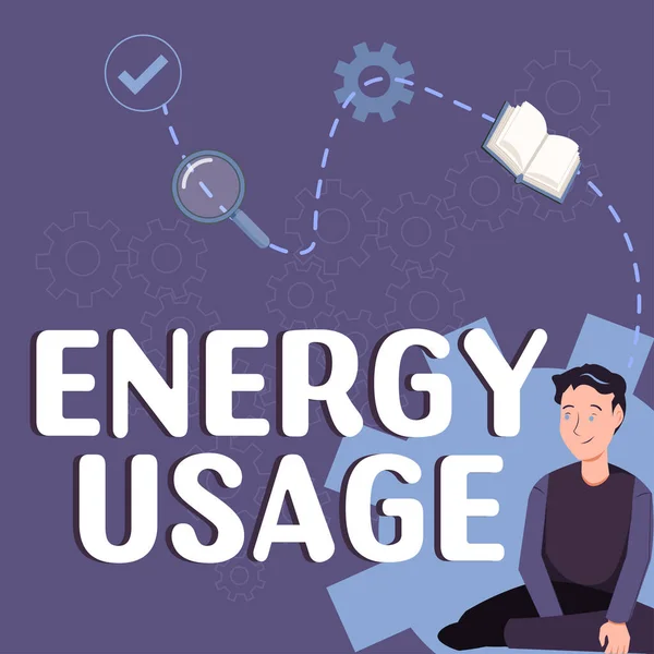 Teksten Weergeven Energiegebruik Bedrijfsoverzicht Hoeveelheid Energie Verbruikt Gebruikt Een Proces — Stockfoto