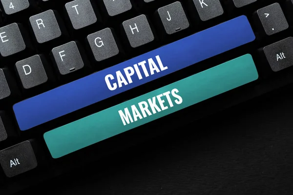 Escrevendo Exibindo Texto Capital Markets Foto Conceitual Permita Que Empresas — Fotografia de Stock