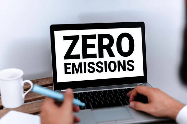 Text Zeigt Inspiration Zero Emissions Konzept Bedeutet Dass Keine Abfallprodukte — Stockfoto