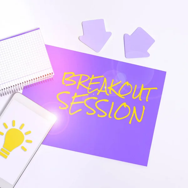 Subtítulo Conceptual Breakout Session Business Idea Workshop Discussion Presentation Specific — Foto de Stock