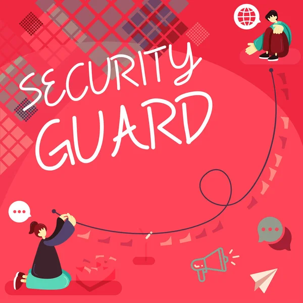 Bildunterschrift Security Guard Business Overview Tools Zur Verwaltung Mehrerer Sicherheitsanwendungen — Stockfoto