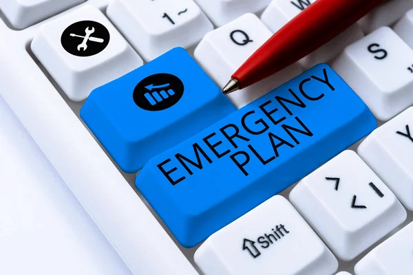 Sign Displaying Emergency Plan Concept Meaning Procedures Response Major Emergencies — Stock Photo, Image
