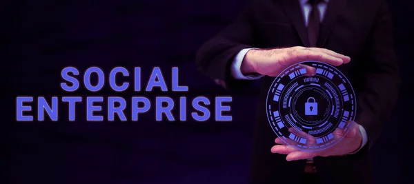 Text Sign Showing Social Enterprise Word Business Makes Money Socially — Stock Photo, Image