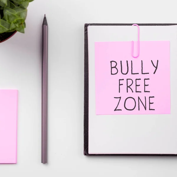 Σύμβολο Κειμένου Που Δείχνει Bully Free Zone Εννοιολογική Φωτογραφία Σέβεστε — Φωτογραφία Αρχείου