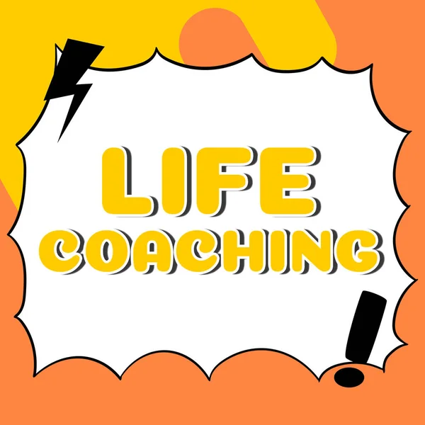 Leyenda Conceptual Life Coaching Escaparate Negocios Mejora Vidas Por Desafíos —  Fotos de Stock