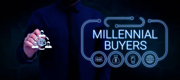 Texto Para Caligrafia Millennial Buyers Business Concept Tipo Consumidores Interessados — Fotografia de Stock