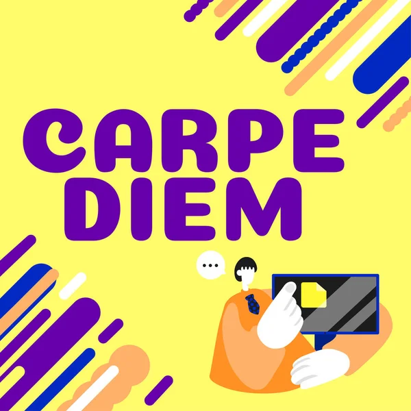 Text Bildtext Presenterar Carpe Diem Affärsidé Offentlig Festival Där Människor — Stockfoto