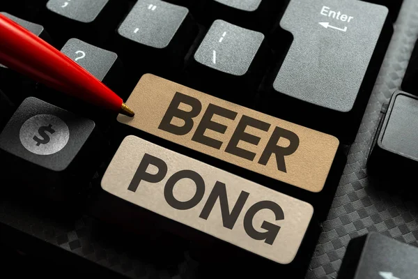 Señal Escritura Mano Beer Pong Concepto Negocio Juego Con Conjunto — Foto de Stock