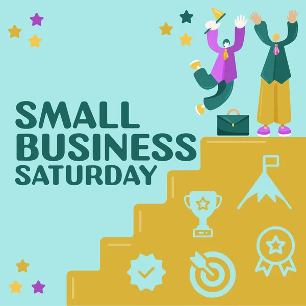 Текст Показывающий Вдохновение Small Business Saturday Business Overview American Shopping — стоковое фото
