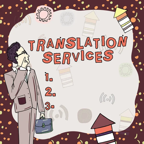 Tekst Pisma Usługi Tłumaczeniowe Organizacja Podejścia Biznesowego Które Zapewniają Ludziom — Zdjęcie stockowe