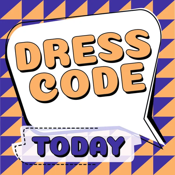 Texto Que Presenta Código Vestimenta Palabra Escrito Una Forma Aceptada —  Fotos de Stock