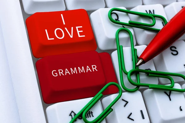 Didascalia Concettuale Love Grammar Business Concept Atto Ammirare Sistema Struttura — Foto Stock