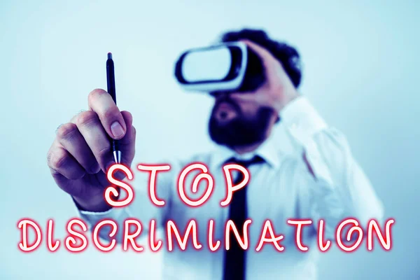 Текст Почерка Stop Discrimination Business Showcase Prevent Illegal Excavation Quarry — стоковое фото
