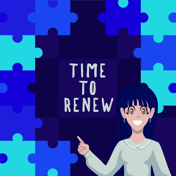 Sign Displaying Time Renew Business Concept Folytassa Megszerzett Biztosítást Élet — Stock Fotó