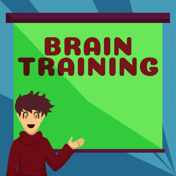 Beyin Eğitimi Konsepti Zihinsel Aktivitelerini Sunan Metin Başlığı Bilişsel Becerileri — Stok fotoğraf