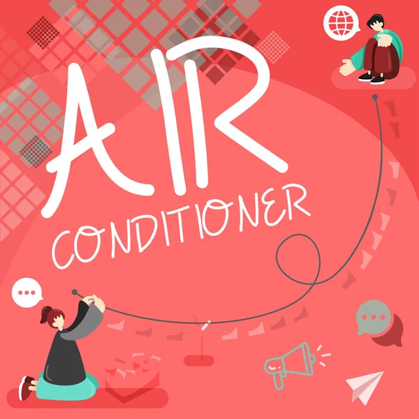 手写体空调机 洗涤空气及控制湿度及温度的商业概念装置 — 图库照片