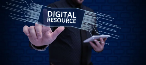 Zeichen Für Digitale Ressourcen Inhalte Des Geschäftsansatzes Die Digital Über — Stockfoto