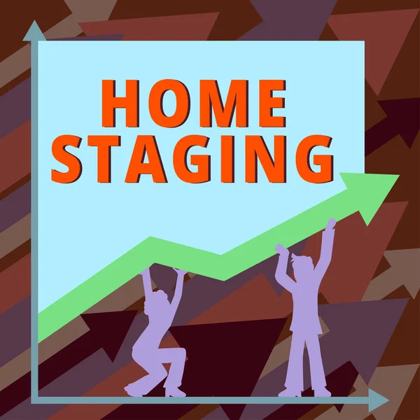 Tekstbord Met Home Staging Business Approach Voorbereiding Van Een Particulier — Stockfoto