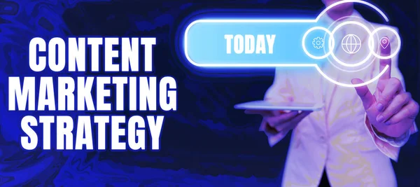 Text Mit Inspiration Content Marketing Strategie Geschäftsübersicht Verteilung Von Inhalten — Stockfoto