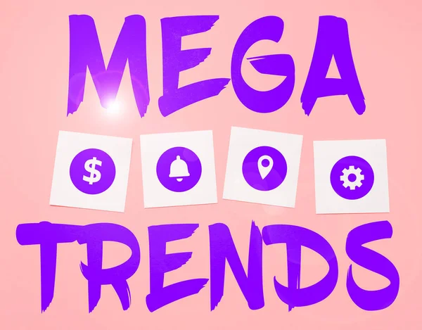 Znaki Pisma Ręcznego Mega Trendy Internet Concept Potężne Zjawiska Wpływające — Zdjęcie stockowe