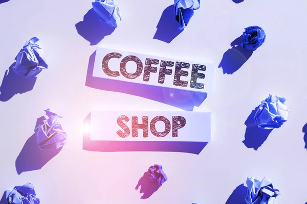 Texto Que Mostra Inspiração Coffee Shop Business Abordagem Pequeno Restaurante — Fotografia de Stock