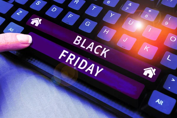 Sinal Escrita Mão Black Friday Palavra Para Dia Após Feriado — Fotografia de Stock